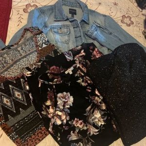 Women Cropped Denim Jacket /Dress Bundle